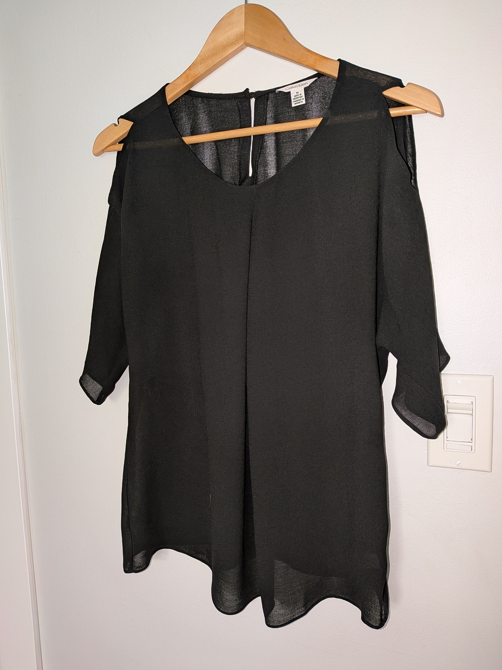 Calvin Klein Black Cold-Shoulder Tunic Top